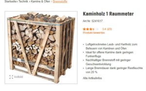 Kaufangebot Kaminholz Baumarkt